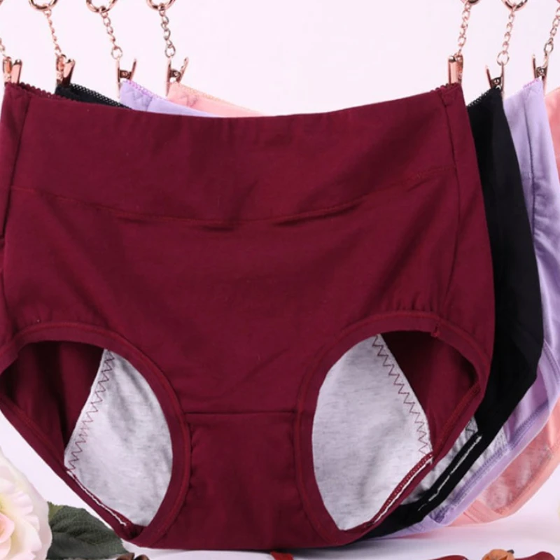 Plus Size Period Underpants for Women Cotton High Waisted Panties Briefs with Leak Proof Protection up to 100kg