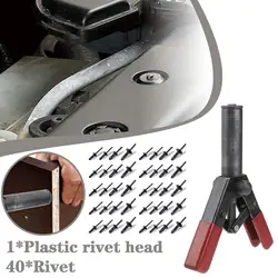 Plastic Rivet Gun 6.3 Inch Poly Hand Riveter Kit for Fastening Door Panels Automotive Trim Blind Rivet Gun with 40pcs POM Rivets