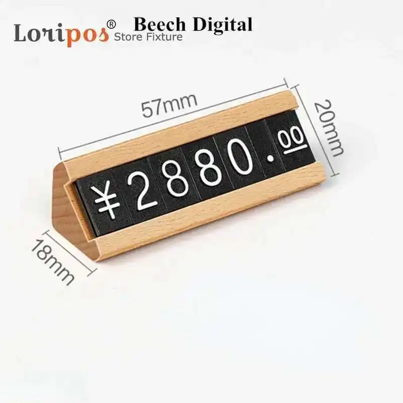 Small Wood Base Number Price Cube Holder Tags Acrylic Price Label Card Sign Holder Display Stand