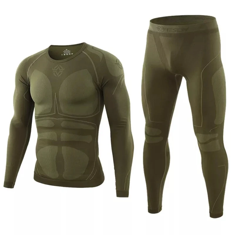 Seamless Tight Tactical Thermal Underwear Men Outdoor Sports Function Breathable Training Cycling Thermo Underwear Long Johns