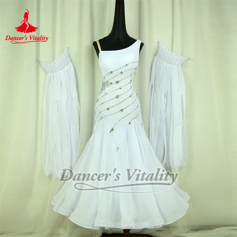 Adult Female Waltz Foxtrot Tango AB Stones Wrapped Hips Dresses Customized Ballroom Dance Professional Outfit Dancer's Vitality