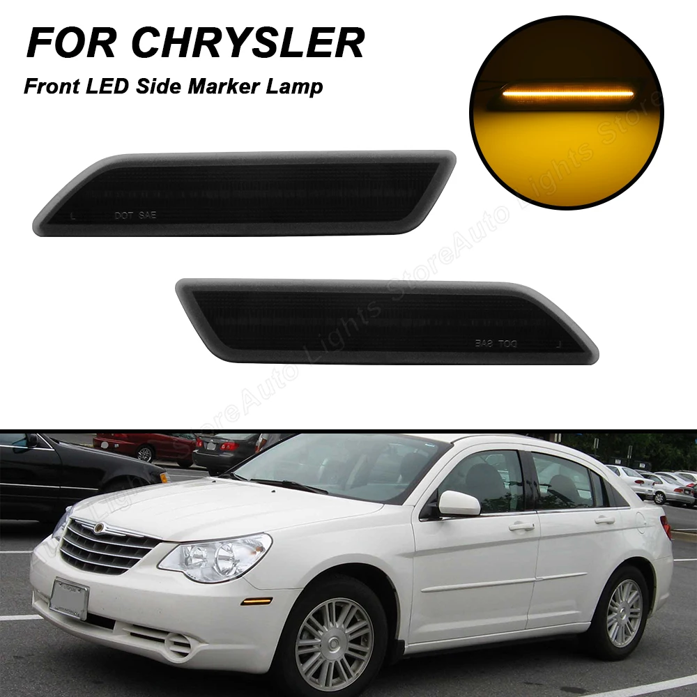 

Front Bumper Side Marker LED Lights For Chrysler Sebring Sedan 2007-2010 Convertible 2008-2010 Pure Amber Turn Signal Lamps