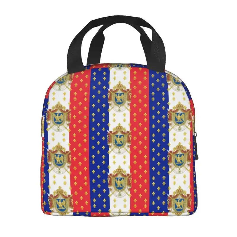 Royal Standard Napoleon France Flag Insulated Lunch Bags for Work School French Empire Coat Of Arms Cooler Thermal Bento Box