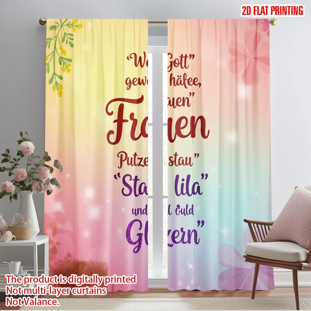 

2pcs 2D flat printing Window Curtains Beautiful Flower Digital Polyester Without Electricity Festive Holiday for Spring Holidays