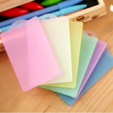 Solid Color Plastic Business Card Holder Bag PVC Clear Student Bus Card Cover Protect Men Women Credit Card Holders Wallets