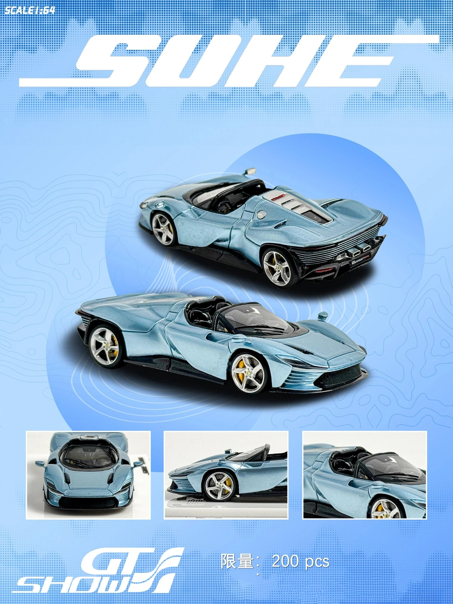 

SUHE GT SHOW 1:64 sp3 ice blue Diecast Model Car Resin Limited edition