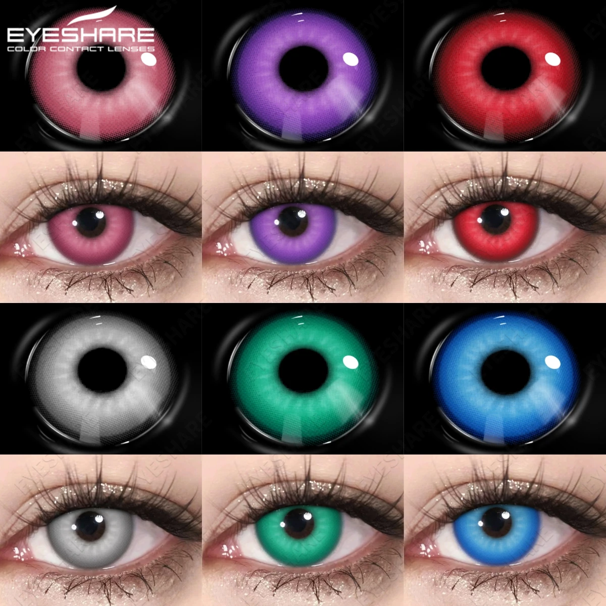 EYESHARE 2 stücke Cosplay Farbige Kontaktlinsen Für Halloween Anime Blau Kontakt Rot Schönheit Make-Up Linsen Jahres Augen Kontakte