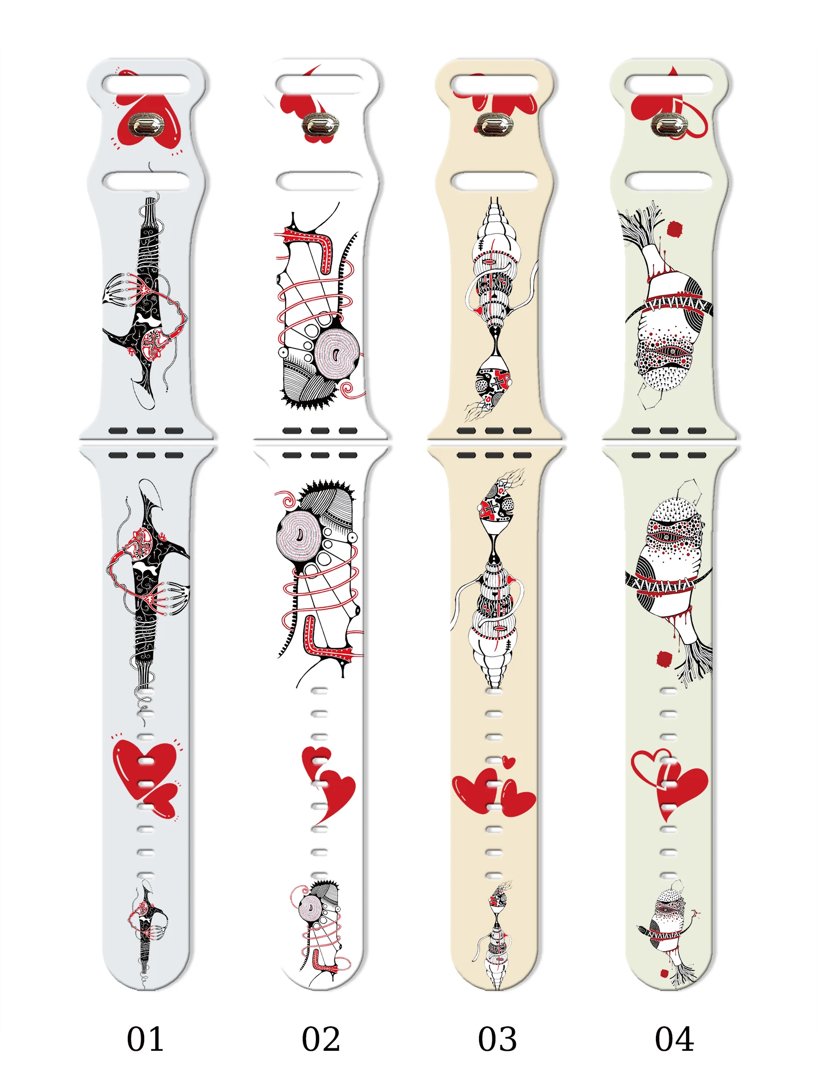 

Artistic Creativity Pri nted Strap for Apple Watch 10 9 8 7 Silicone Band Replaceable Bracelet for iWatch 38mm 40mm 41mm 42mm