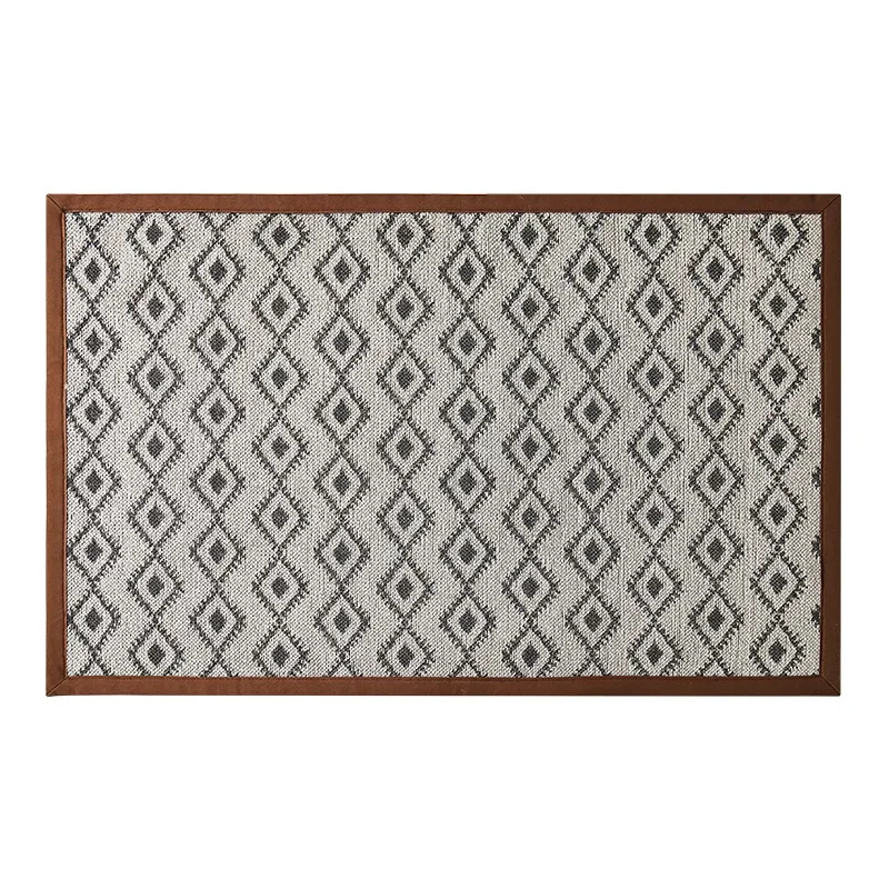 

Wool jute carpet living room simple American plaid sofa blanket bedroom bedside blanket
