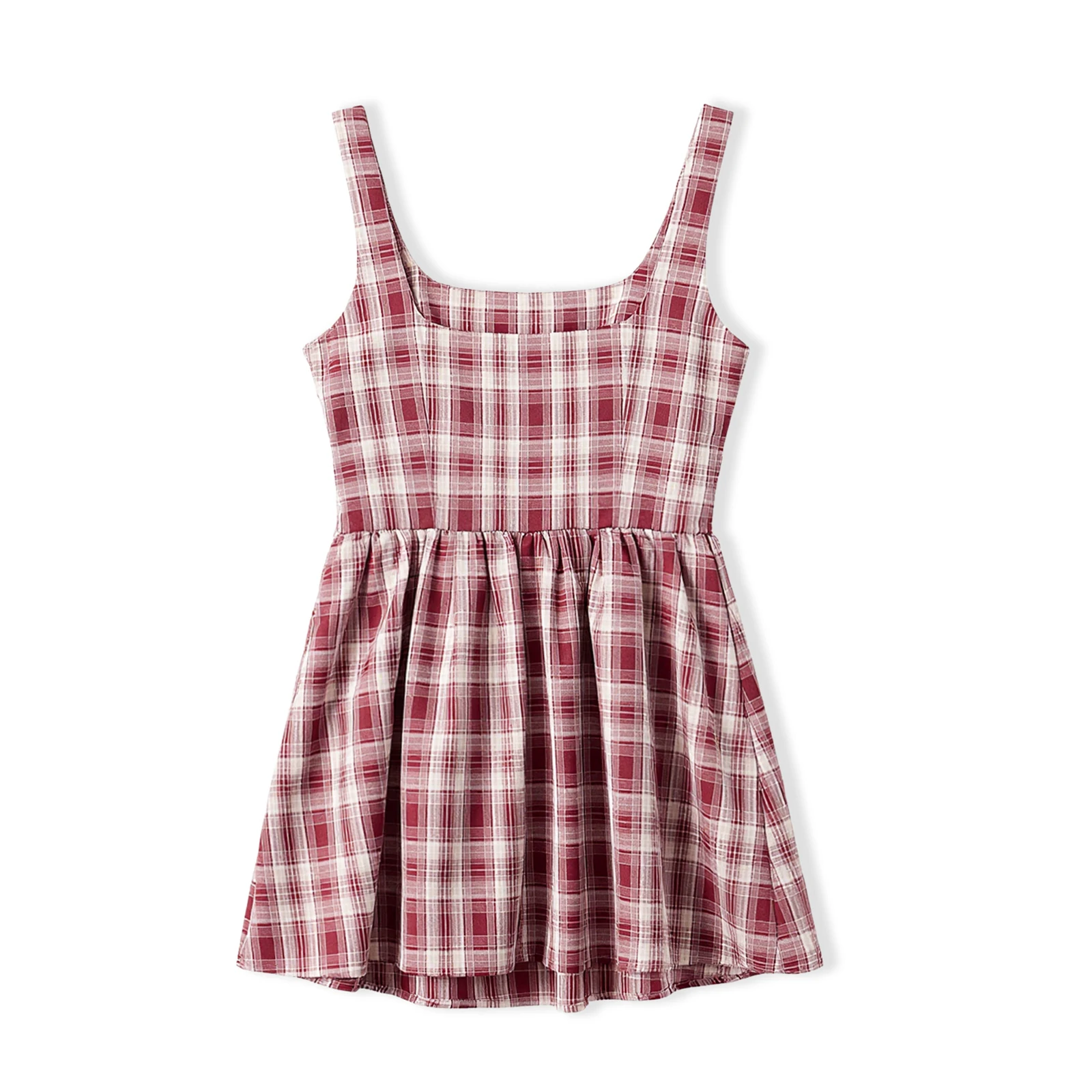 Mini abito da donna senza maniche con stampa scozzese, corpetto aderente, abito estivo casual da indossare ogni giorno e feste