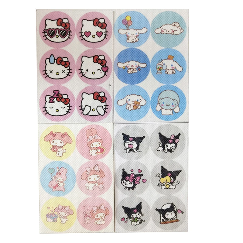 Sanrio Anti-Mosquito Screen Patch Adesivos, Kuromi Cinnamoroll My Melody, Decoração De Chapéu De Roupas, 24 72Pcs