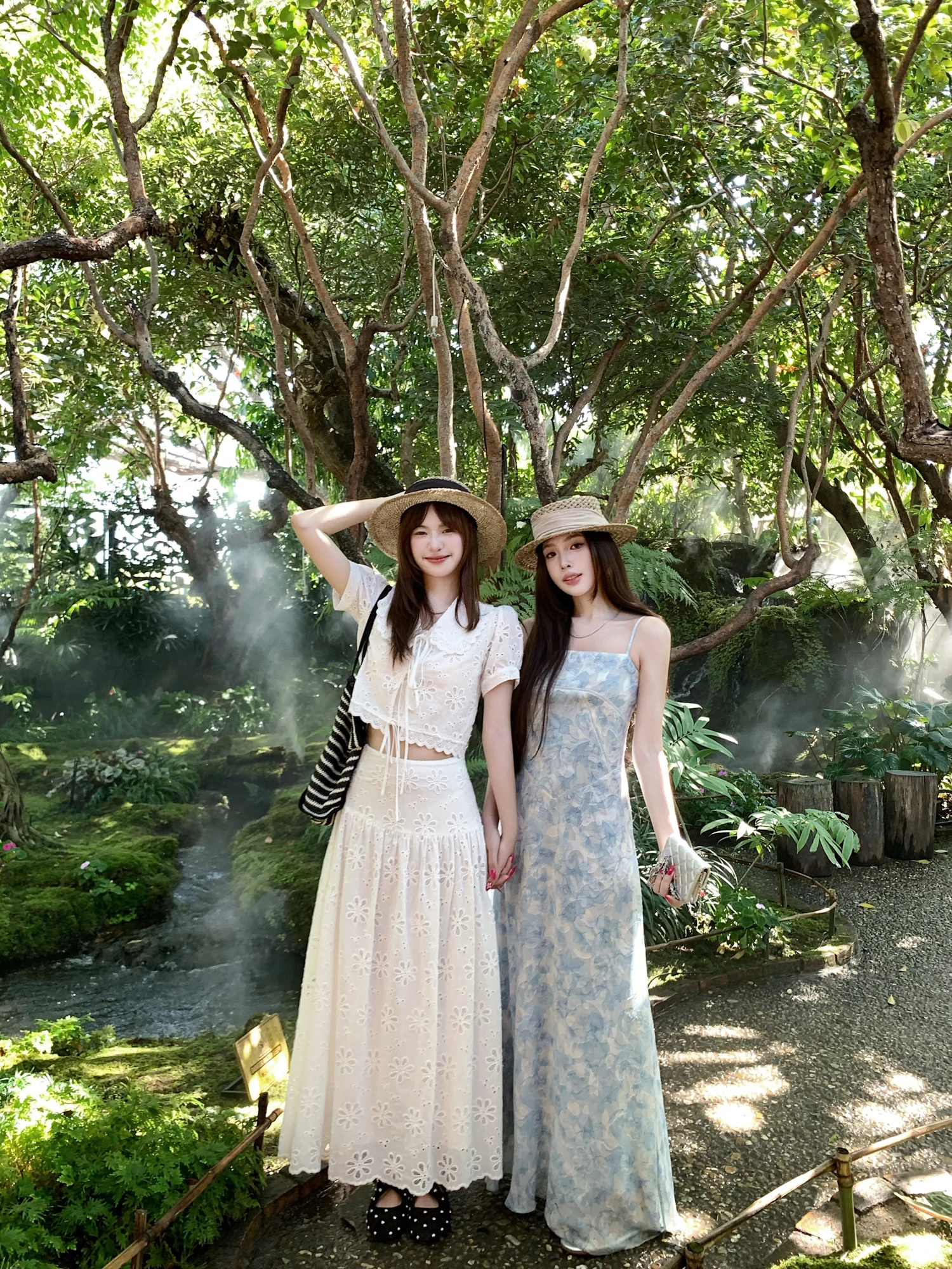 

Комплект из топа с полупрозрачными рукавами-фонариками и юбки средней длины из чистого хлопка, легкий, дышащий, весенний, модный женский наряд, бренд XJJ