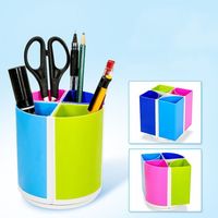 360 Degree Rotating Pencil Pen Holder Large Capacity 4 Slots Rotatable Pen Stand Colorful Combination