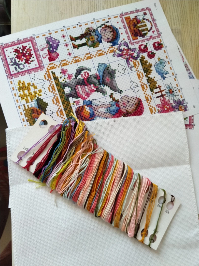 Kreuzstich-Set, Tiermotiv, Baumwollgarn, Liebesverschluss, Leinwand, zum Sticken, Kreuzstich, Riolis 1952 – Rosa Artischocken, 29-29. – Detail 3