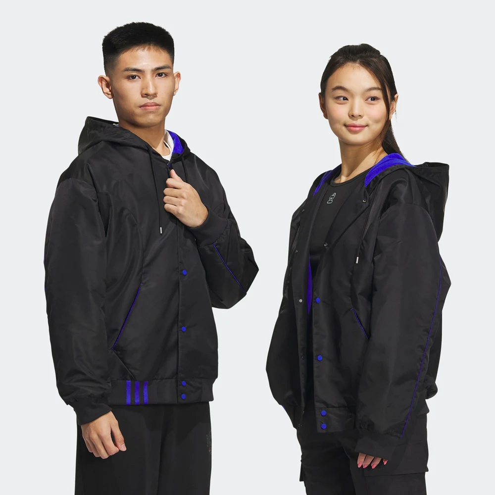 

Adidas Originals Series Hooded Button Jacket Stylish Contrast Color Warm For Urban Streetwear Fans