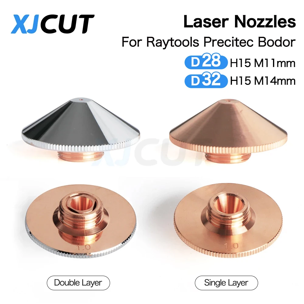 

XJCUT Laser Nozzle D28/D32mm Single/Double layer nozzle Caliber 0.8-5.0mm For Raytools WSX Bodor Precitec Co2 Laser Cutting Head