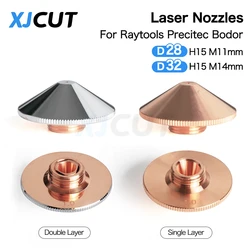 Dysza laserowa XJCUT D28/D32mm pojedyncza/dwuwarstwowa dysza kaliber 0.8-5.0mm dla Raytools WSX Bodor Precitec Co2 głowica do cięcia laserowego