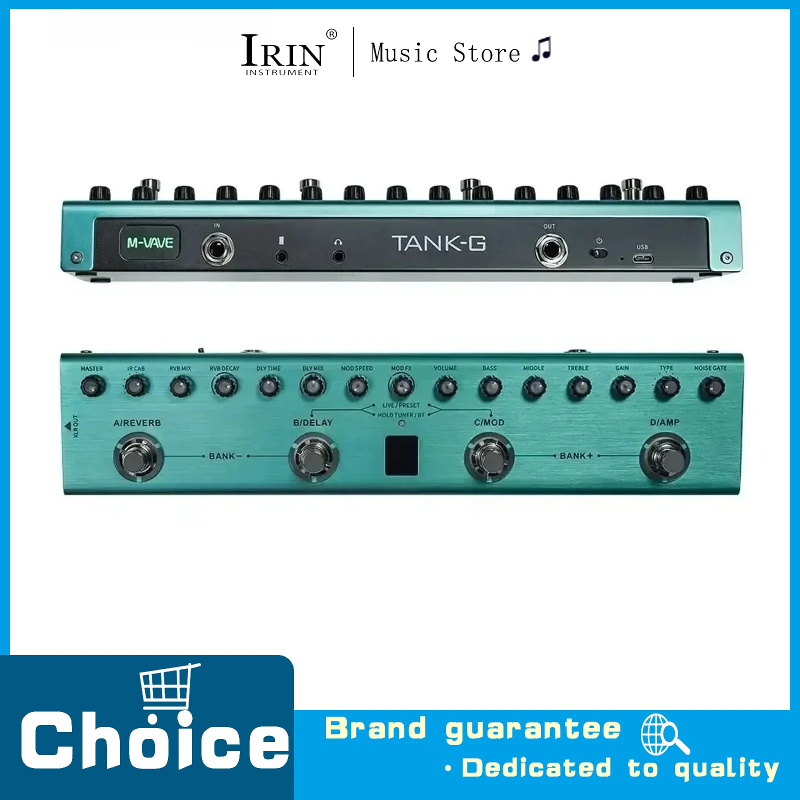 Pedal de Efectos para Guitarra Tank-G Recargable, 36 Presets, 9 Ranuras de Preamplificador, 8 Ranuras IR Cab, 3 Modulaciones, Delay, Reverb, Accesorios para Guitarra