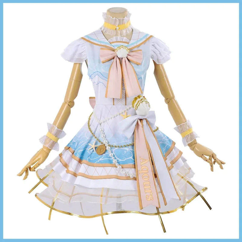Аниме Lovelive! Sunshine Kanan Matsuura Косплей Костюм Белый Розовый Лолита Платье Принцессы Парик Женский Сексуальный Костюм Для Дня Рождения; 2'a,
