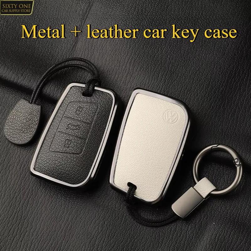 

2025 Metal Leather Car Remote Key Case Cover For VW Volkseagen Passat B8 Magotan For Skoda Superb A7 Kodiaq Seat Protected Fob