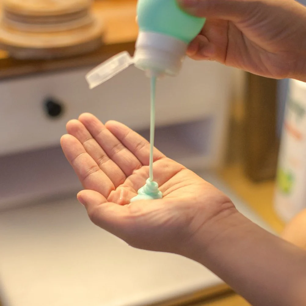 3pcs 75ml 휴대용 여행 병 세트 식품 학년 실리콘 재사용 가능한 세면 용품 컨테이너 샴푸 액체 비누 바디 워시 에코