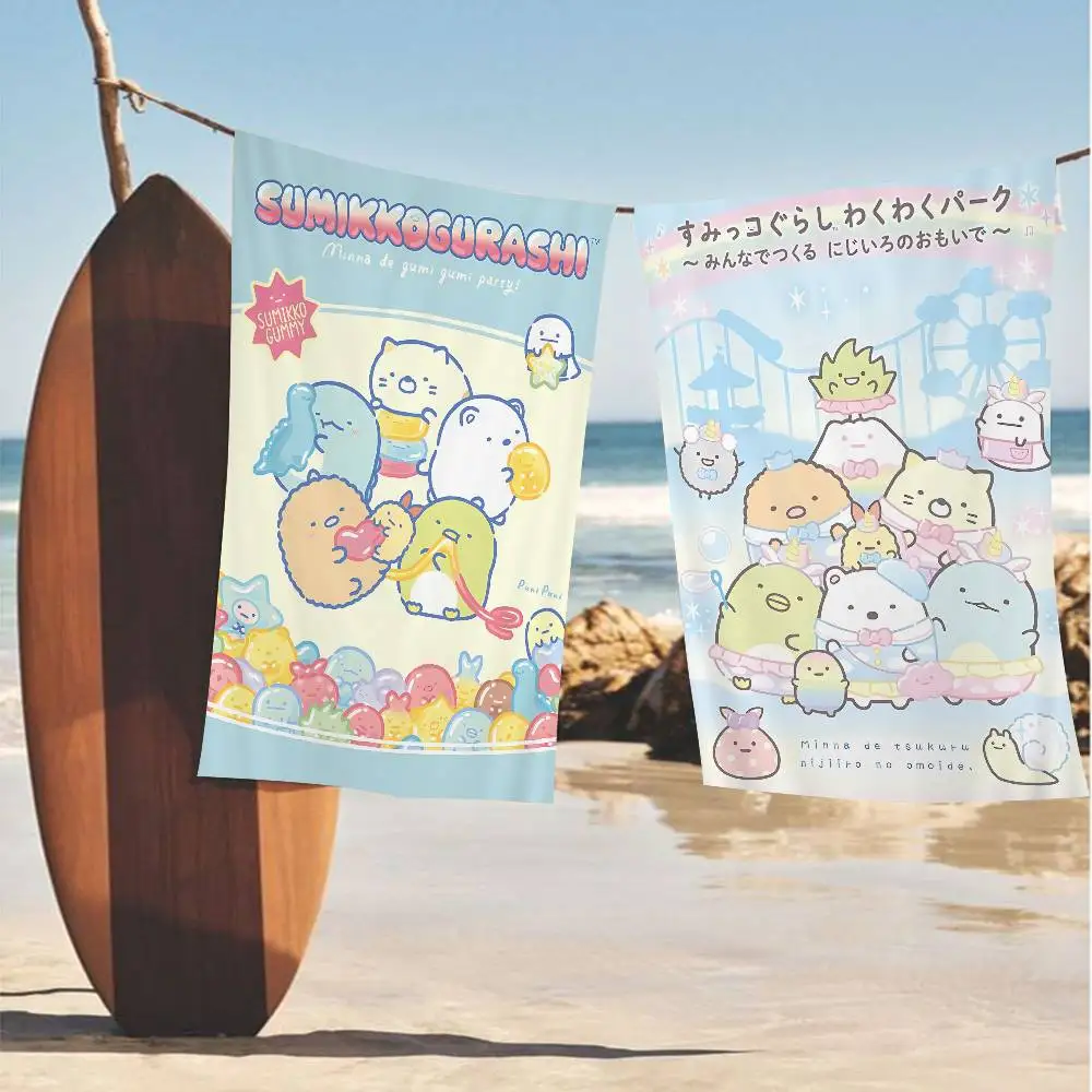 Japan Anime Sumikko Gurashi Microfiber Blanket Quick Drying Beach Towels Oversized Printing Super Absorbent Pool Towel Blanket