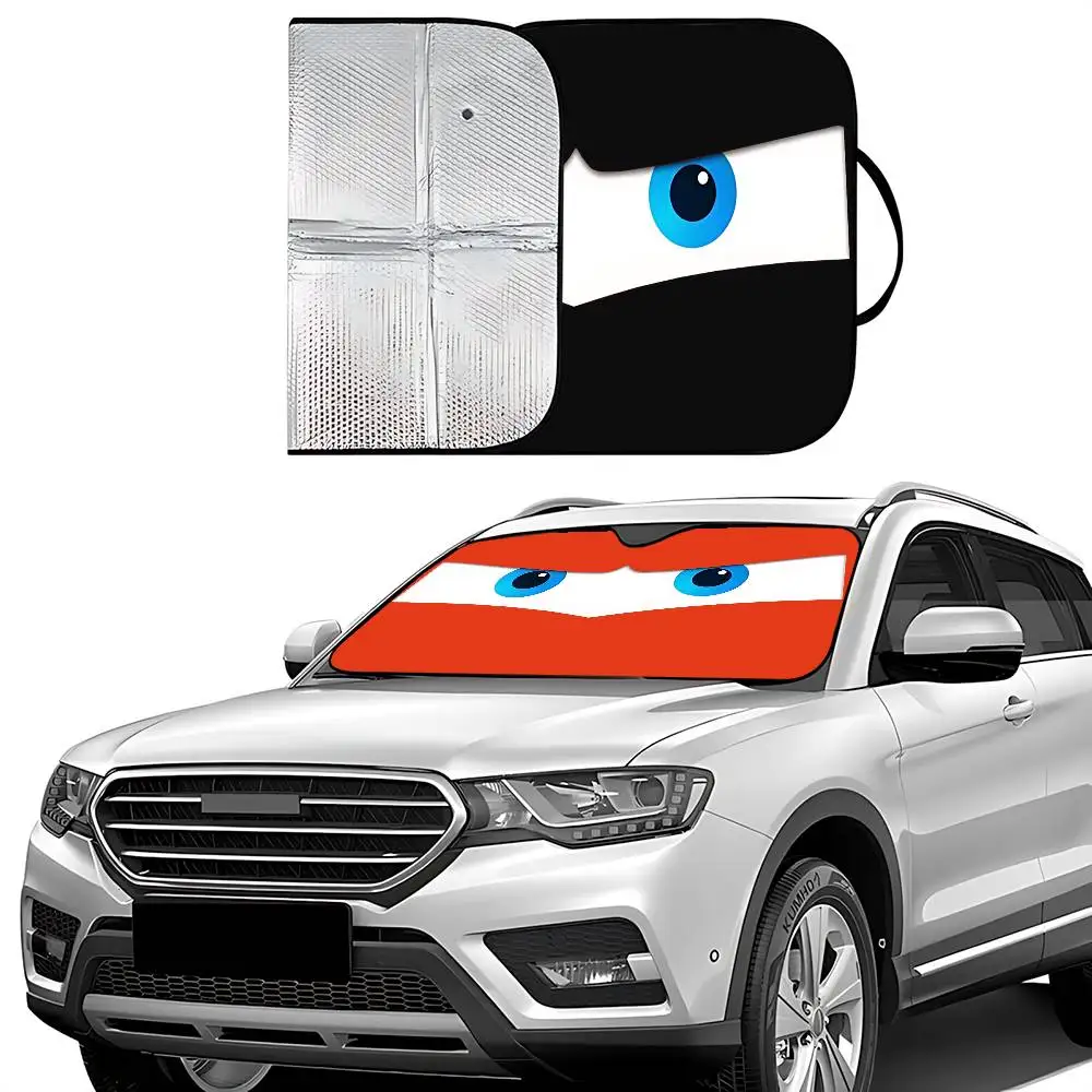الكرتون عيون غاضبة مظلة السيارات الستائر الزجاج الأمامي نافذة أمامية قناع 70x130 سنتيمتر الشمس قناع الشمسية حماية منقوشة هدية الجدة سيارة #4