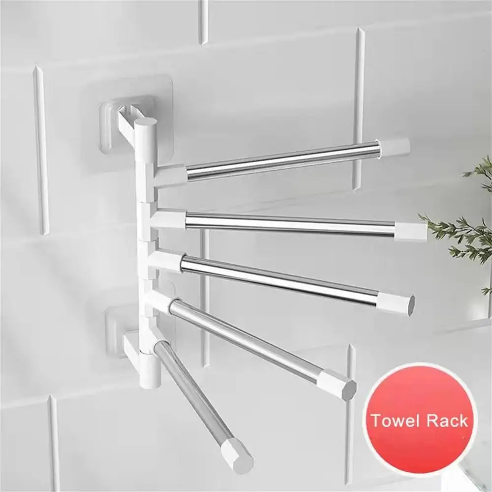 Towel Holder Anti-corrosion 180°swivel Rotatable Paper Hanging Bar Waterproof Kitchen Shelf Bathroom Shelves Wall Mounted