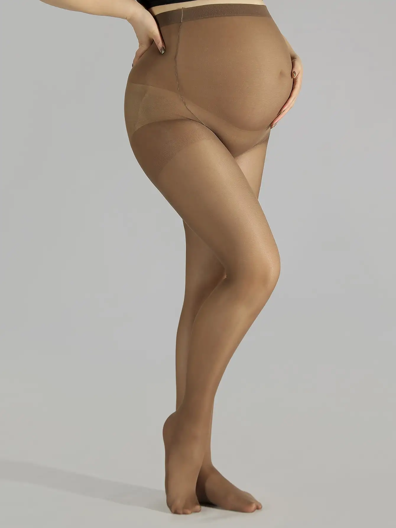 stylish and comfortable maternity plus-size brown pantyhose