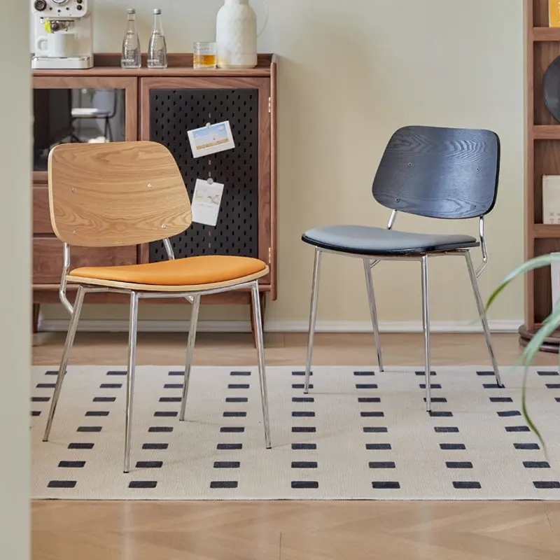 Scandinavian Solid Wood Dining Chairs Living Room Back Accent Chairs Bistro Cafe Chair Mid-Century