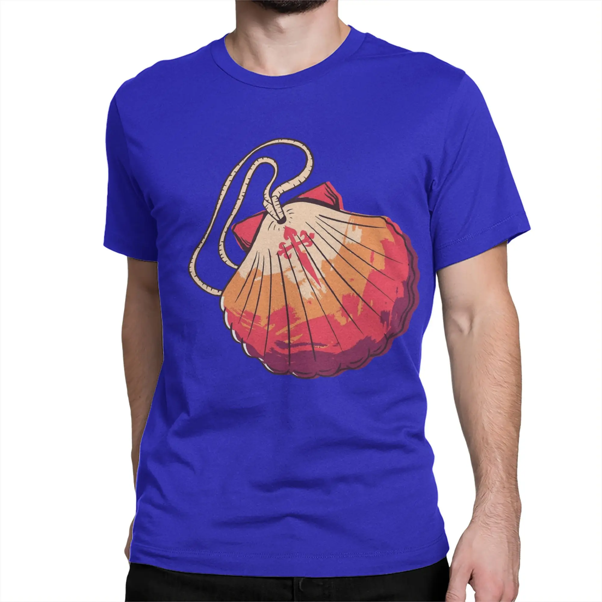 CAMINO DE SANTIAGO SCALLOP  Men Women's T Shirts  Hipster Tees Short Sleeve Round Collar T-Shirt Cotton Printed Tops