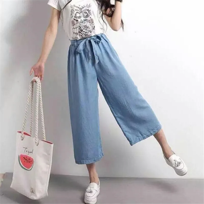 Korean Style 2026 Summer Thin Waist Loose Jeans Women big size Wide Leg Denim Pants Female With Sashes Boyfriend Jean 5XL 6XL