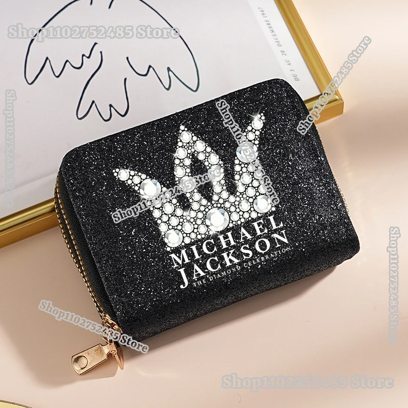Der King of Pop Michael Jackson Print Shiny Wallets Superstar MJ Geldbörse für Damen, tragbare Geldbörse für Dating, modischer Kartenhalter