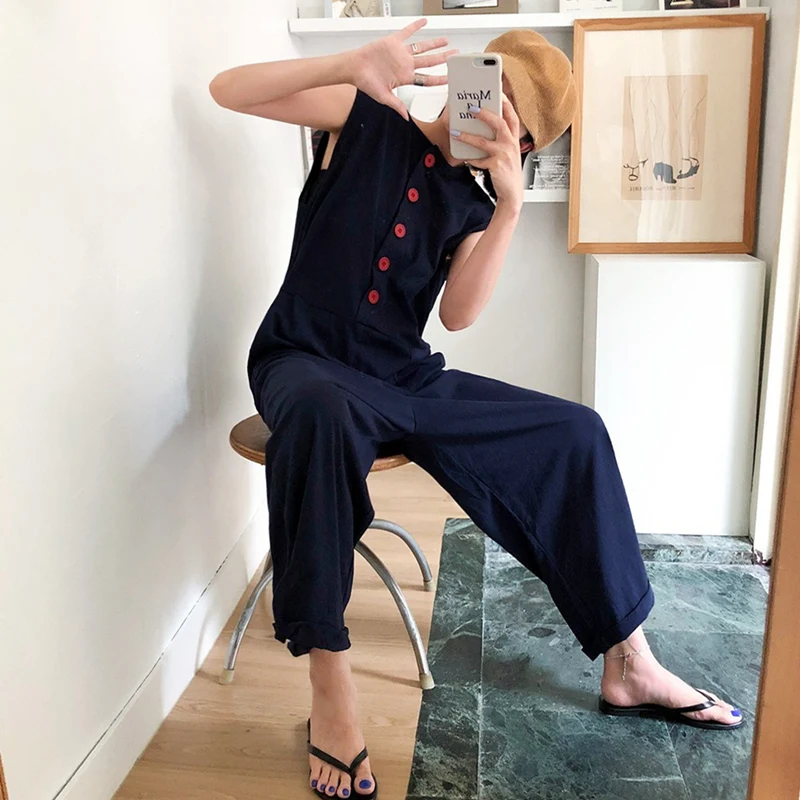 

2025 New Women's Loose Cotton Lin Rer Korean Sle Summer Suit Wide Leg Nine Points Pants Set Student Casual Wear