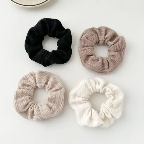 Winter Wool Knitted Hair Ring Female High Elasticity Gentle Beauty Rad Scrunchie Hair Accessories