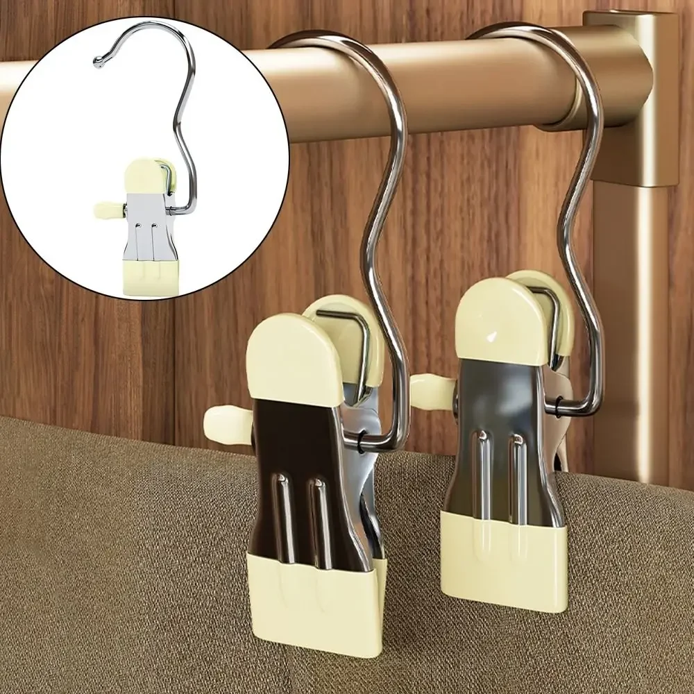 

5Pcs Stainless Steel Clothes Drying Hanger for Bathroom Wardrobe Socks Ties Outdoor Hanger Against Wind Home Storage Rack