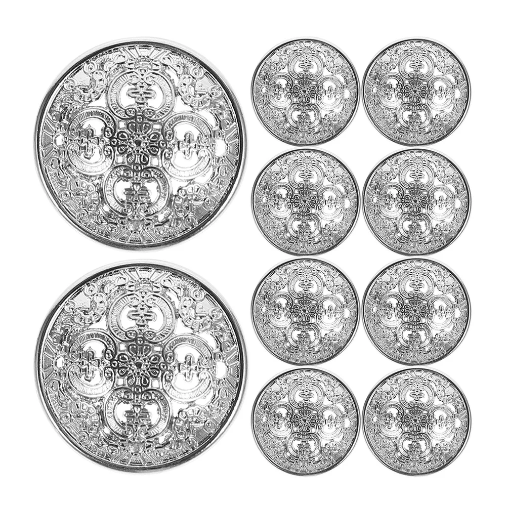 

30Pcs Elegant Hollow Metal Buttons Court Style Silver Engraved Round Decorative Buttons for Jackets Coats
