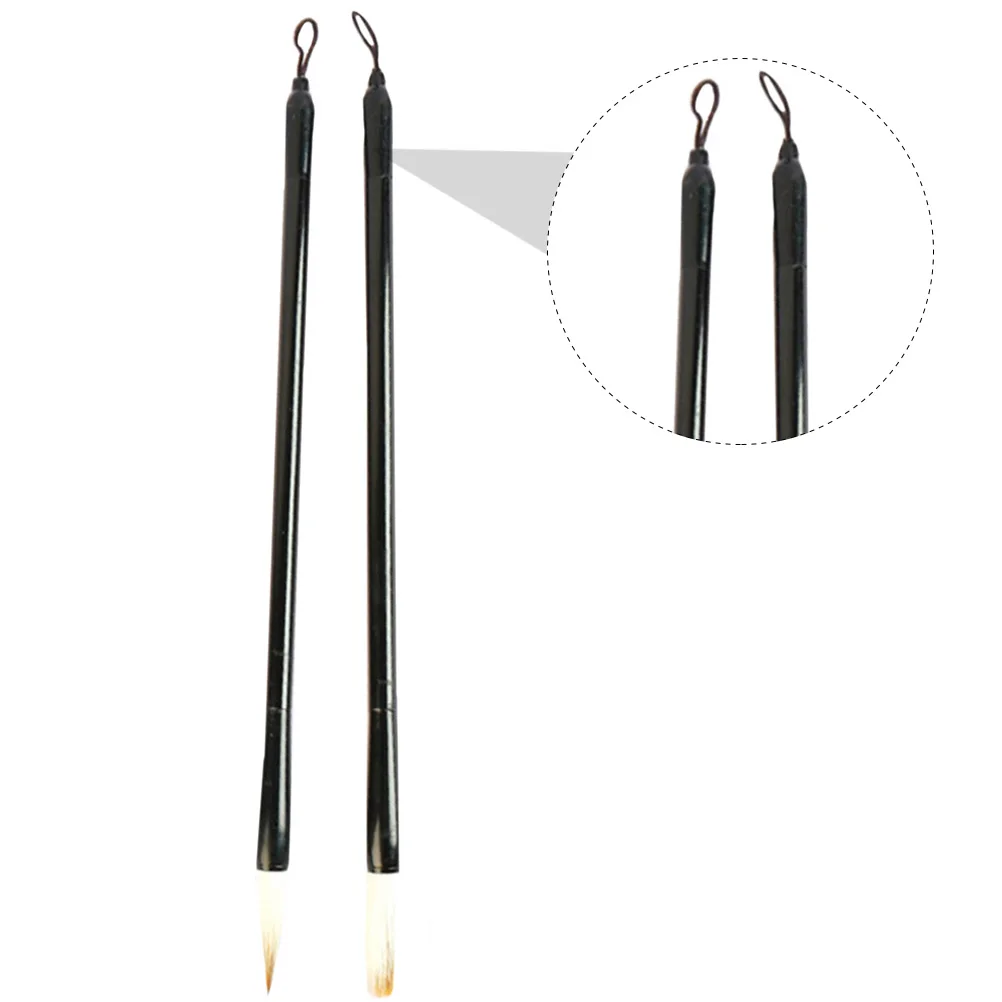 

2pcs Mixed Hair Ink Brush For Chinese Calligraphy Sumi Writing Wolf Hair Wool Metal Handle Light Small Pen Lanyard Easy Washing