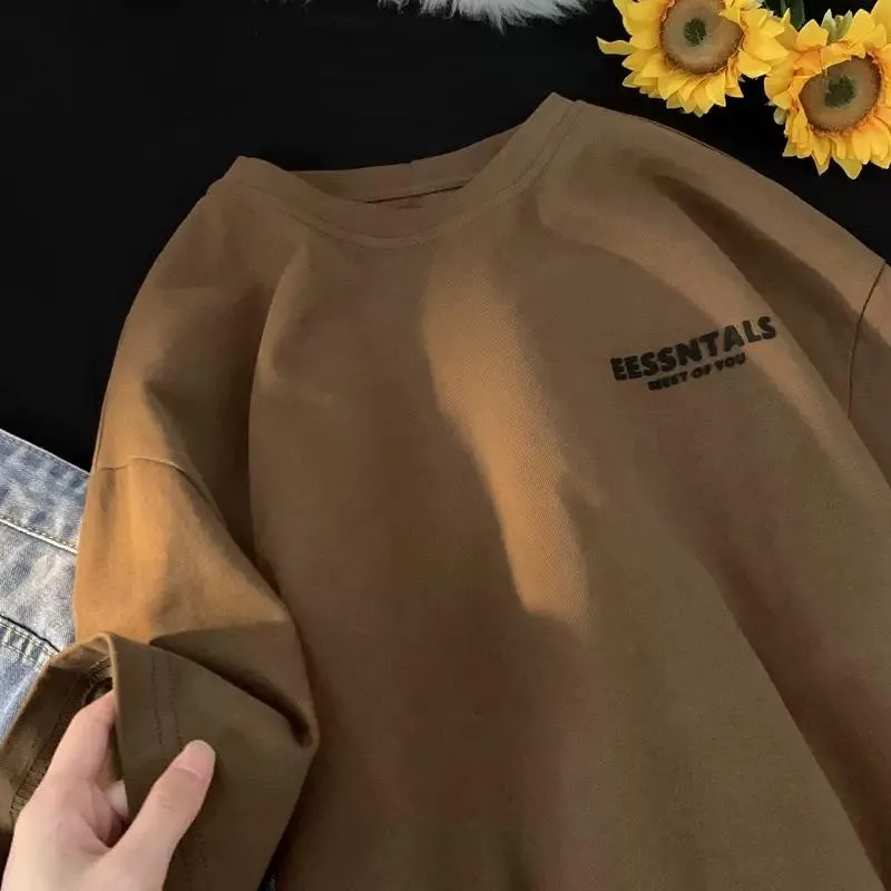 2026 Summer Men's Oversized Letter Print Short Sleeve T-shirt Casual Loose Crew Neck Tee Streetwear Tops for Men image 5
