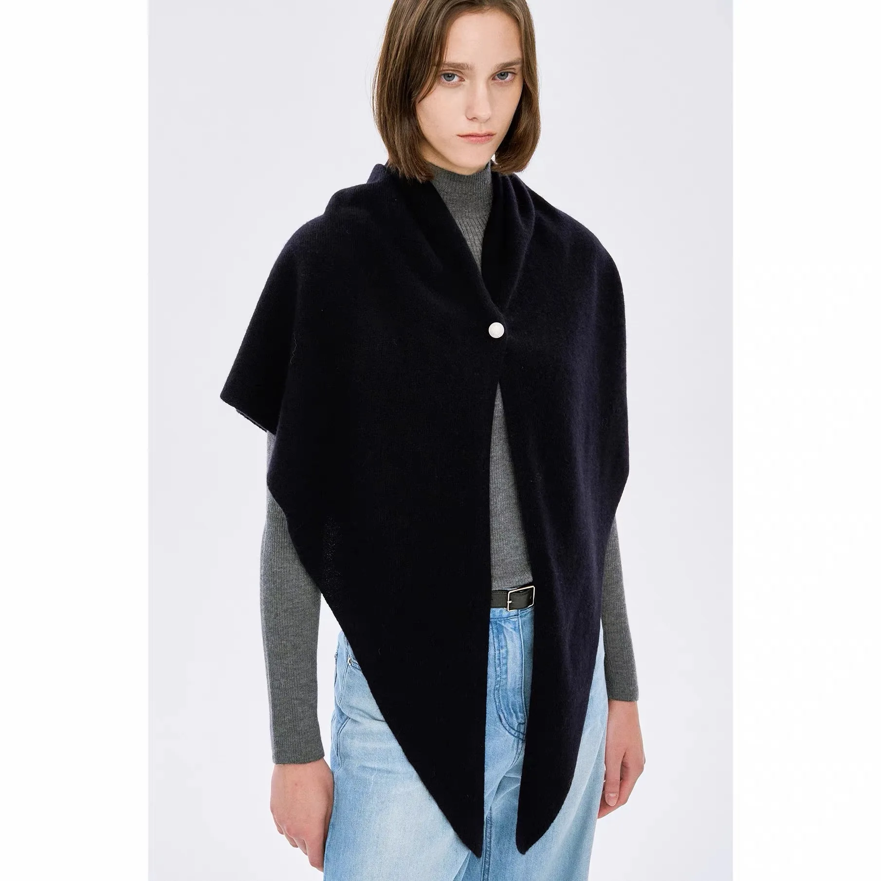 Elegant Fashionable Triangular Knitted Scarf Shawl Warm Lemon Cheese TIM26 Autumn Stylish Versatile Wrap for Women