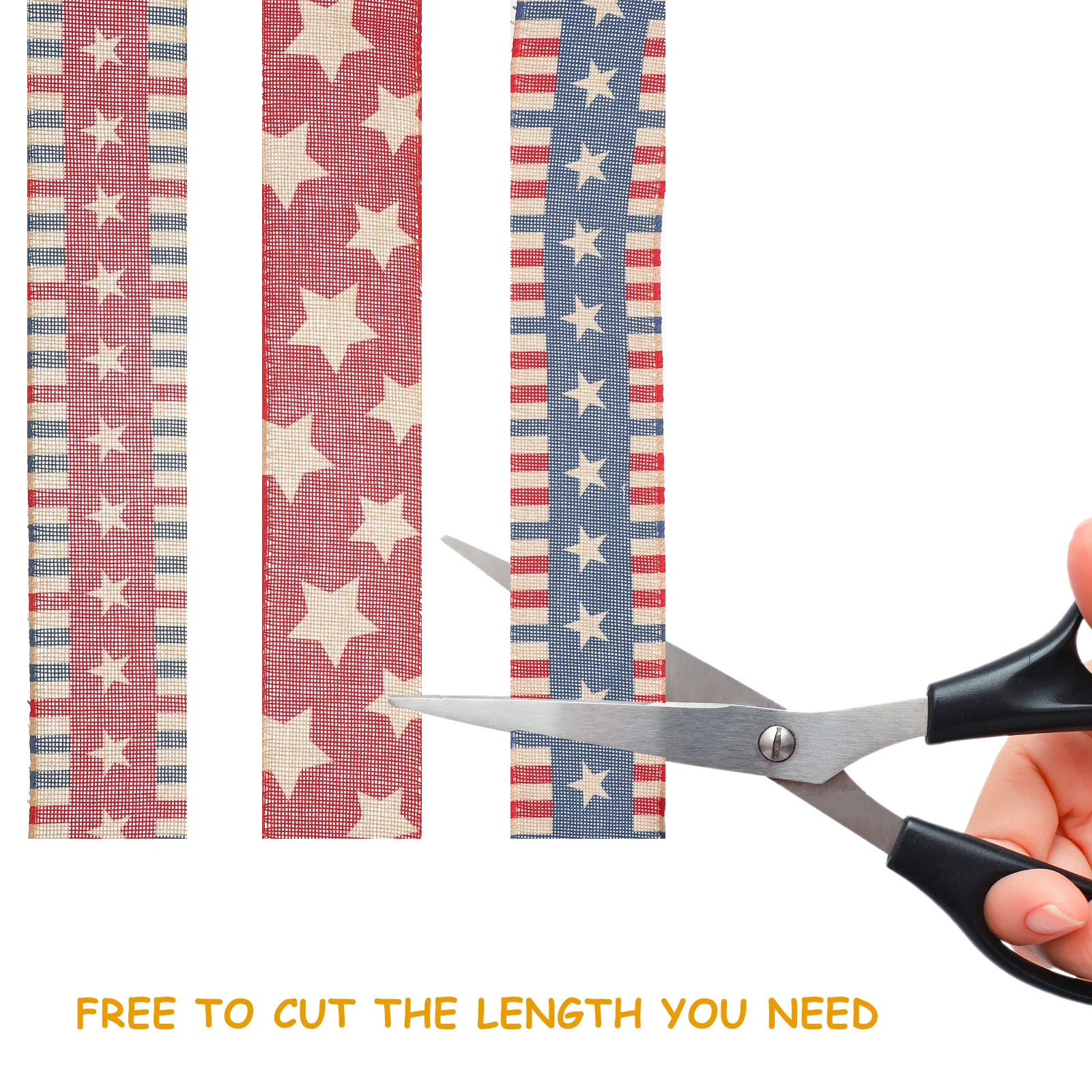 

4Pcs Star Flag Decorative Ribbon American Independence Day Theme Linen Stripes for DIY Crafts Gift Packaging Party Decor