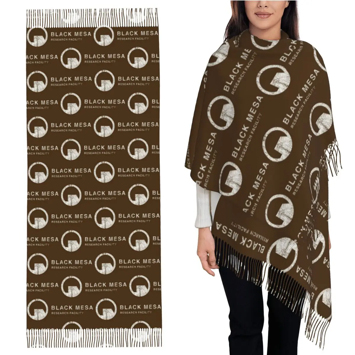 

Черный Mesa Research Facility Шарф Шарфы с кисточками Женские мягкие теплые шали и накидки Длинная осенне-зимняя шаль