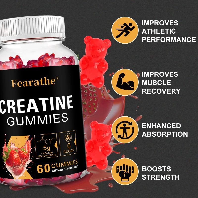 Creatine Monohydrate - Boost Energy, Build Muscle Mass, and Improve Athletic Performance - 60 Gummies