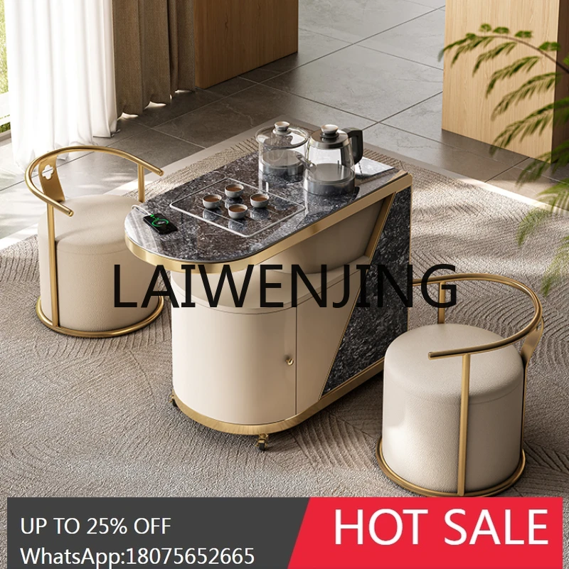 

RWJ Small Tea Trolley Modern Simple High-End Stone Plate Small Balcony Tea Table Combination