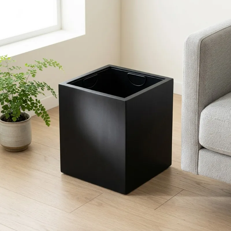 

Solid Wood Trash Can Portable Movable Rectangular Bathroom Trash Cans Minimalist Creative Waste Bins Household Wastes Bins