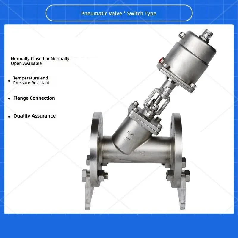 for Stainless Steel Pneumatic Hard Seal Flange Angle Seat Valve High Temperature Steam Switch 304 Plastic Head Adjustable