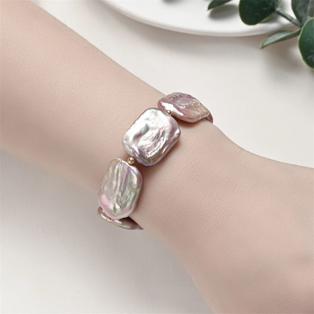YWYC 18*25mm Big Baroque Freshwater Pearl Bracelet for Women 4.5 Extend Chain 16cm 18cm 20cm Adjustable Bracelet 2025 New
