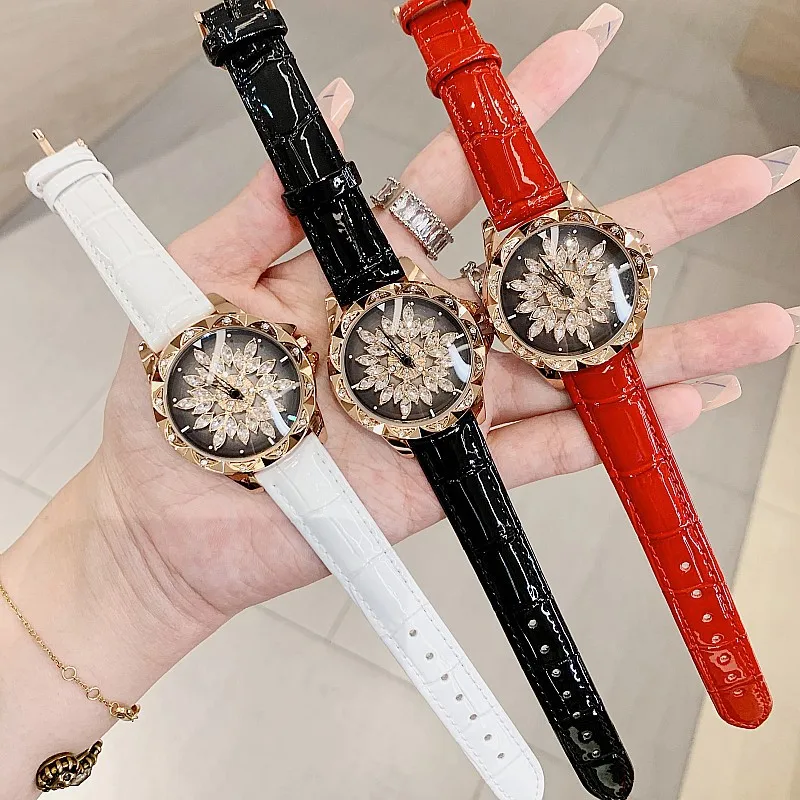 2023 Top Brand Luxury Women Watches Quartz rystal Ladies Watch Fashion Designer Spin Wristwatch Diamond Rotating Watch Women