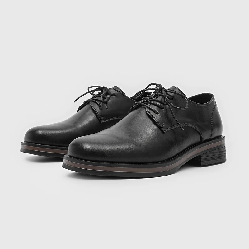 

Leather Men Office Shoes Lace-Up Oxfords Classic Business Men Dress Shoes Black Handmade Thick Sole Fashion Formal Wedding Shoes