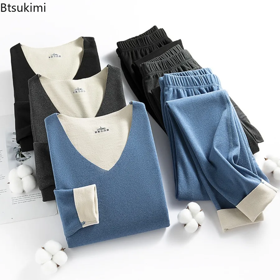 2026 Men and Women Thermal Underwears Double-sided Fleece Seamless Thermos Pajama Set Autumn Winter Clothes Warm Long Johns Sets